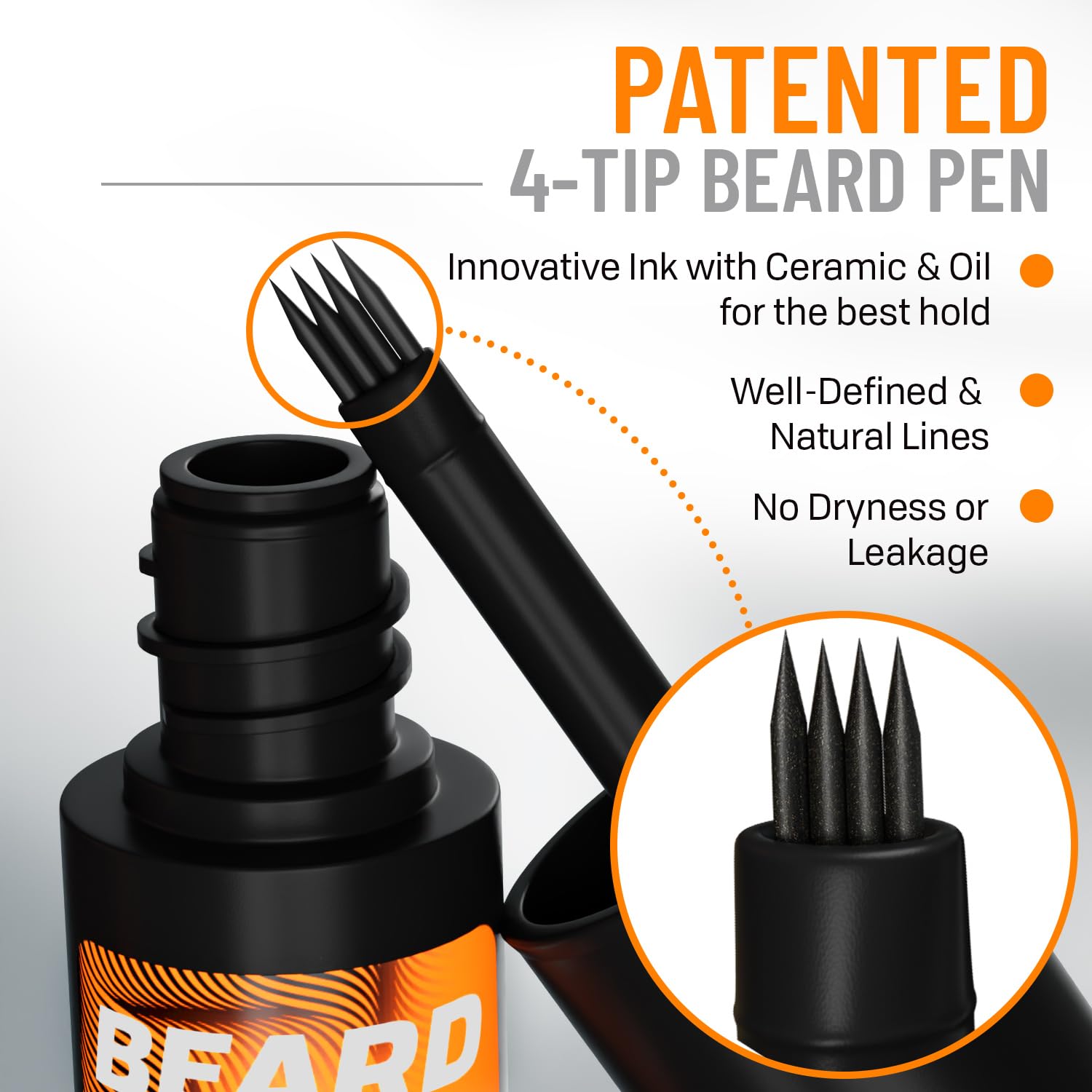 FOLLICLE BOOSTER Beard Pen Filler Styling Kit for Men - 3 - in - 1 Filling Set with 4 - Tip Fork, Normal Pencil, and Brush - Waterproof, Sweatproof & All - Day Hold - Follicle Booster